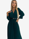 numoco SERENA Púpos nyakú, övvel díszített maxiruha 3/4 ujjal - Zöld Numoco
