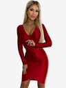 numoco Hosszú ujjú, ceruza nyakkivágású szatén ruha hosszú ujjakkal - Piros Numoco