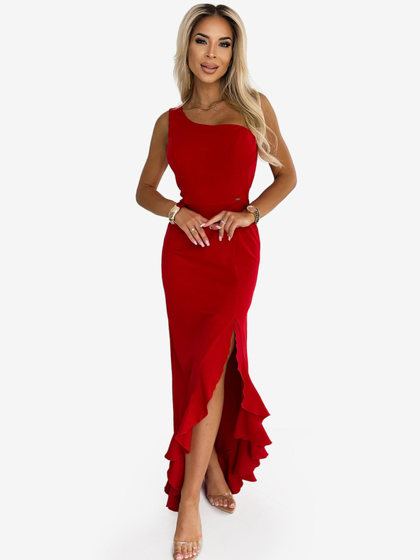 numoco Hosszú, egyvállú ruha - piros Numoco