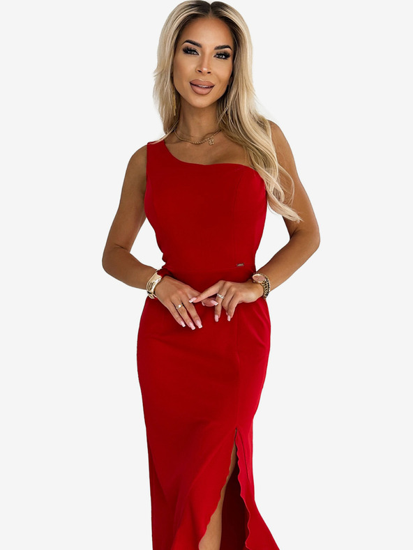 numoco Hosszú, egyvállú ruha - piros Numoco