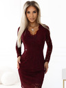 numoco Csipkeruha hosszú ujjakkal és nyakkivágással - sötétbordó Numoco Numoco