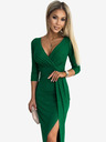numoco Csillámos ruha kivágott nyakkivágással és lábszárrésszel - zöld Numoco