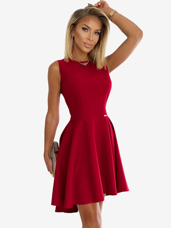 numoco Elegáns ruha hosszabb háttal - piros csillámokkal Numoco