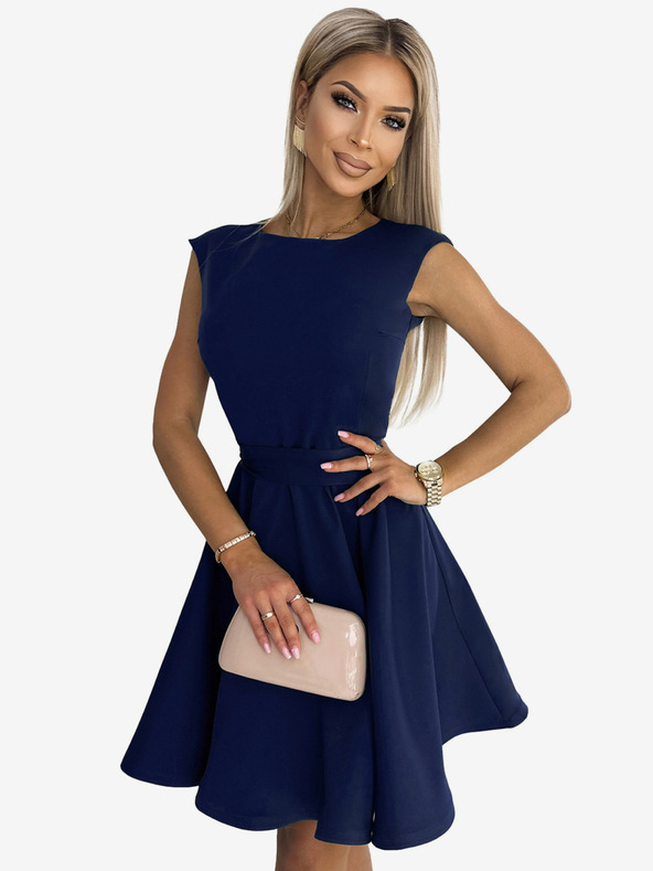 numoco Folyó ruha kis ujjakkal - sötétkék Numoco