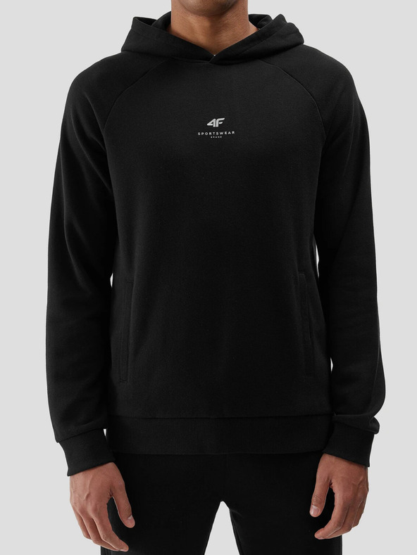 4F Férfi bio pamut kapucnis pulóver cipzár és kapucni nélkül 4F