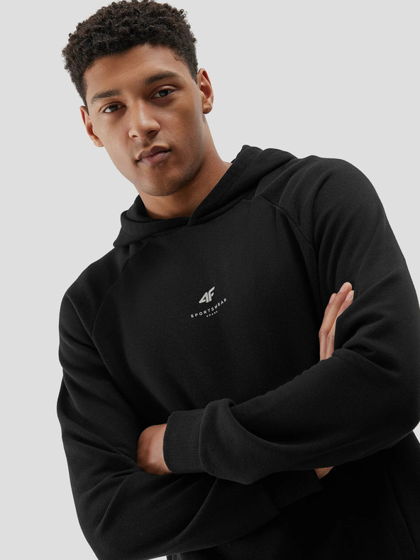 4F Férfi bio pamut kapucnis pulóver cipzár és kapucni nélkül 4F