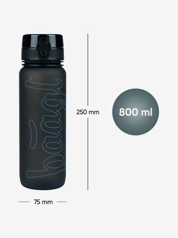 BAAGL  Fekete tritán ivópalack fekete, 800 ml Baagl