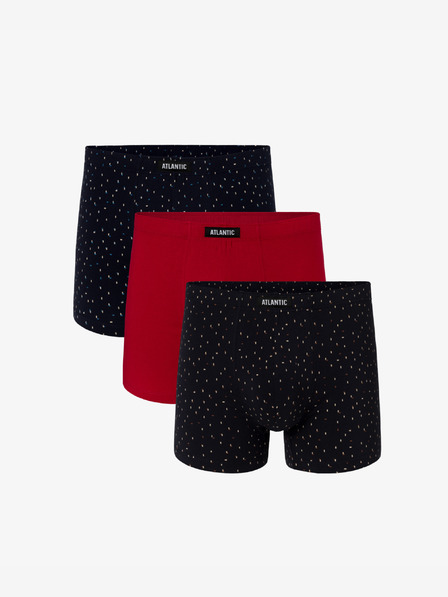 Atlantic 3-PACK Férfi ATLANTIC boxeralsó - sötétkék, piros, sötétkék, sötétkék