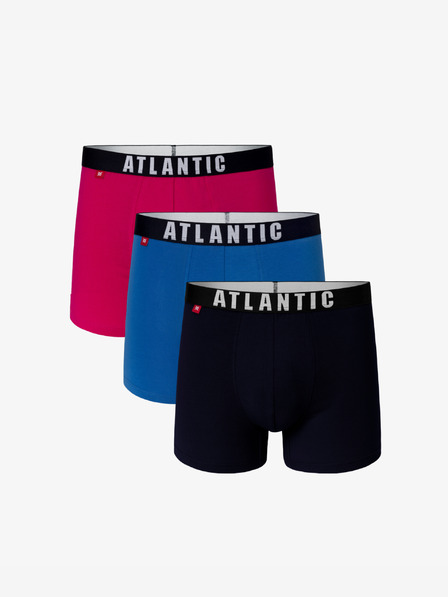 Atlantic 3-PACK Férfi ATLANTIC boxeralsó - rózsaszín, kék, tengerészkék, sötétkék