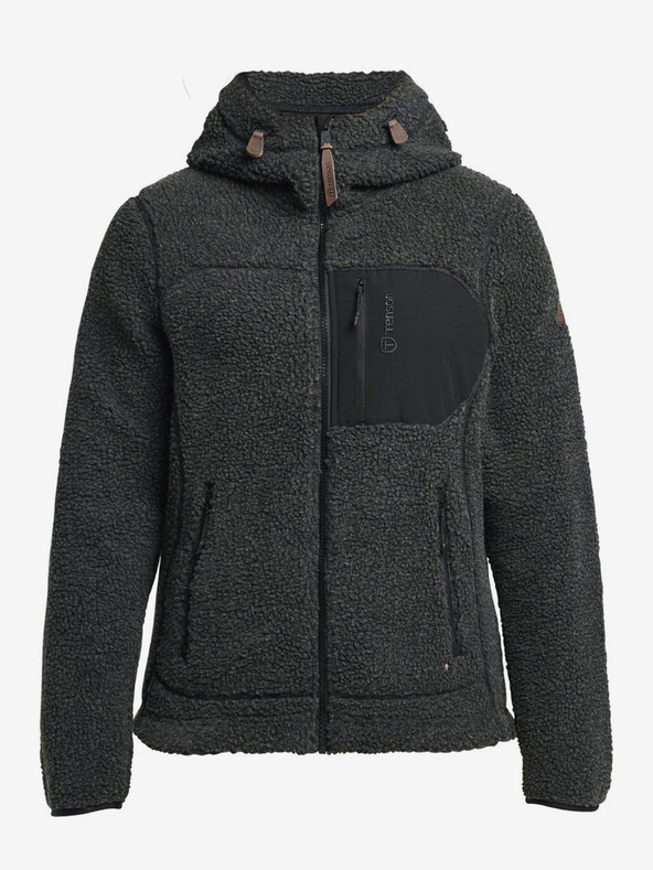 Tenson női gyapjú kapucnis pulóver TENSON Himalaya Teddy Zip W fekete