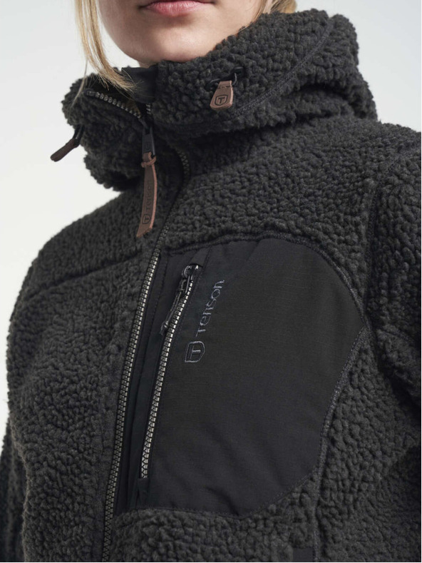 Tenson női gyapjú kapucnis pulóver TENSON Himalaya Teddy Zip W fekete