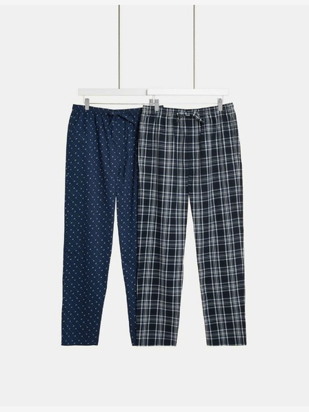 Marks & Spencer Tiszta pamut pizsamanadrág, 2 db Marks & Spencer tengerészkék
