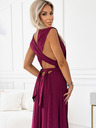 numoco Elegáns hosszú ruha sokféle megkötővel - bordó csillogással Numoco