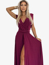 numoco Elegáns hosszú ruha sokféle megkötővel - bordó csillogással Numoco