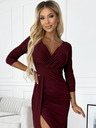 numoco Fényes ruha nyakkivágással és lábszárkivágással - burgundi Numoco