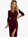 numoco Fényes ruha nyakkivágással és lábszárkivágással - burgundi Numoco