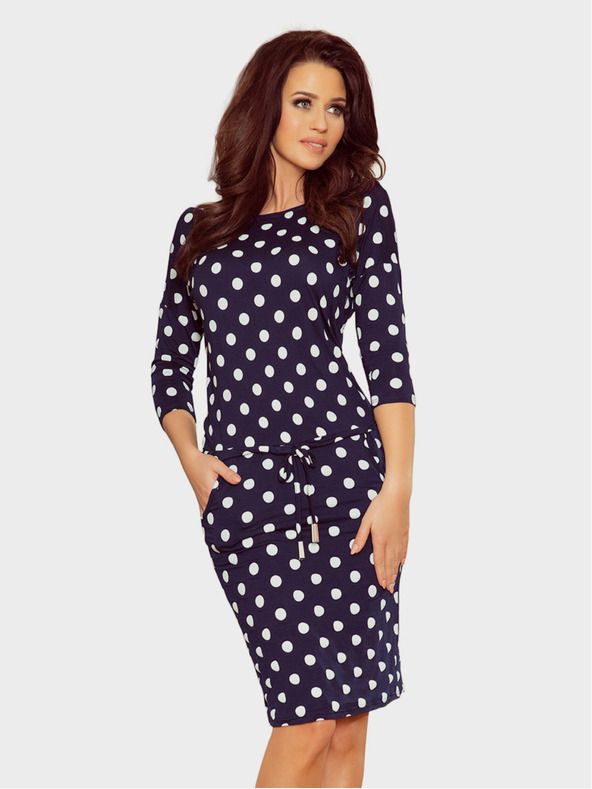 numoco Sportos ruha nyakkendővel és zsebekkel - sötétkék + pöttyös Numoco