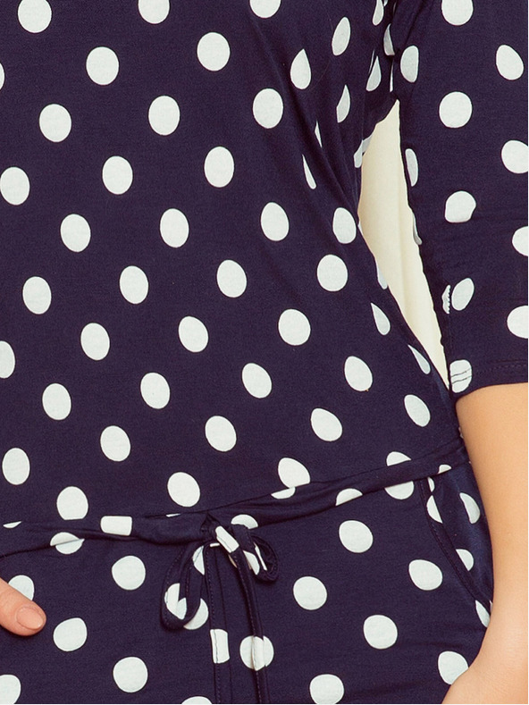 numoco Sportos ruha nyakkendővel és zsebekkel - sötétkék + pöttyös Numoco