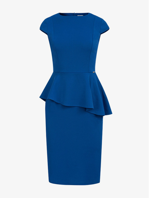 numoco Elegáns midi ruha fodrokkal - kék Numoco