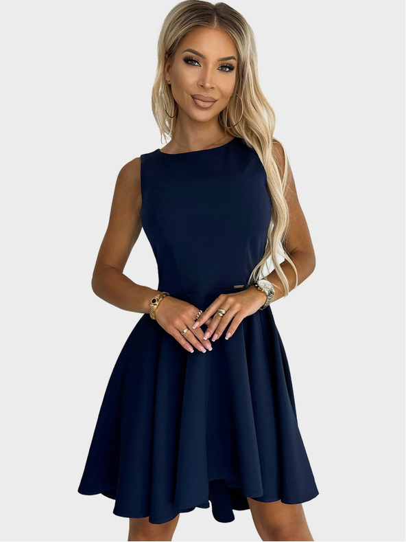 numoco Elegáns ruha hosszabb háttal - sötétkék Numoco Numoco