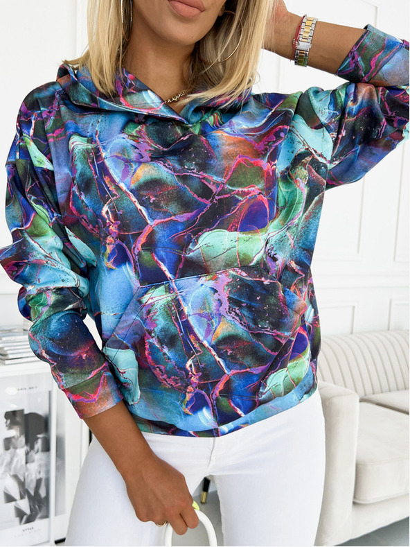 numoco Kenguru kapucnis pulóver - kék márvány Numoco