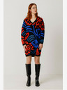 SKFK SKFK kék-narancs női mintás pulóveres ruha SKFK