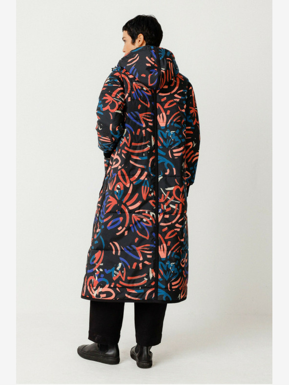 SKFK Kék és narancssárga női téli mintás kabát SKFK