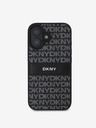 DKNY DKNY PU bőr ismétlődő mintás tonális csíkos hátlapi borító iPhone 16-hoz Fekete