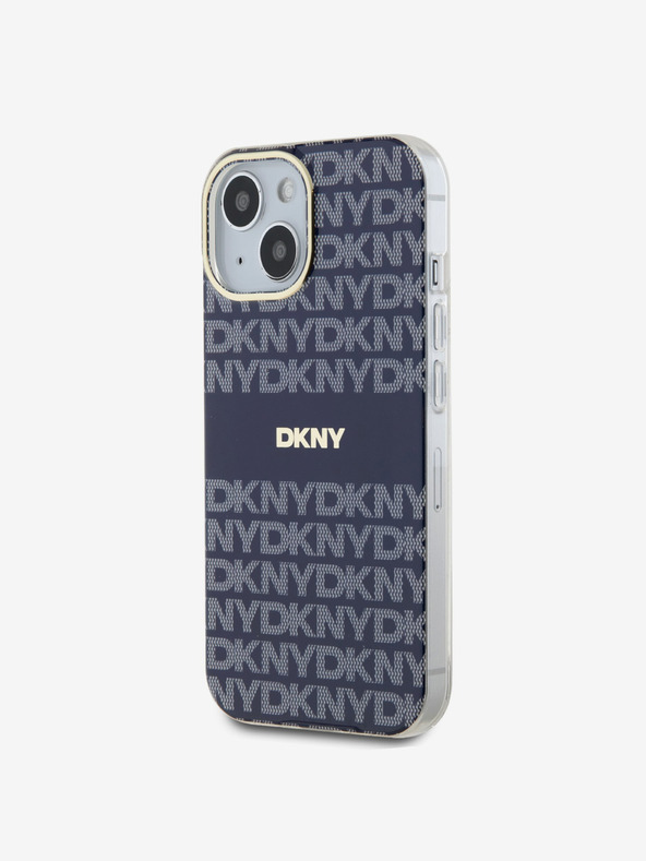 DKNY PC/TPU ismétlődő mintás, tónusos csíkos Magsafe hátlap iPhone 15 készülékhez Kék DKNY