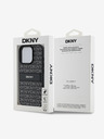 DKNY DKNY PU-bőr ismétlődő mintás, tónusos csíkos hátlapi borító iPhone 16 Pro készülékhez Fekete