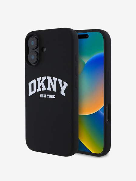 DKNY DKNY Folyékony szilikon íves logós MagSafe hátlap iPhone 16-hoz Fekete