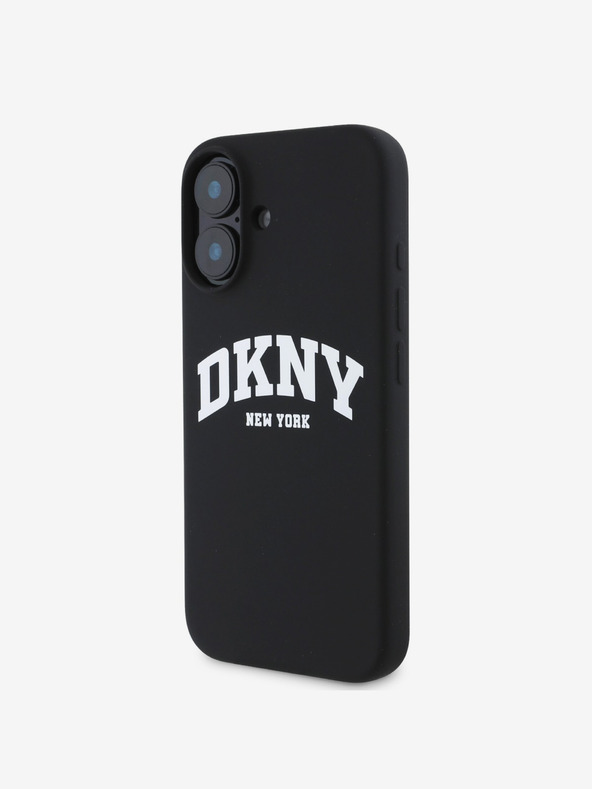 DKNY DKNY Folyékony szilikon íves logós MagSafe hátlap iPhone 16-hoz Fekete