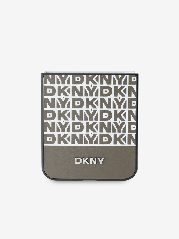 DKNY DKNY PU bőr ismétlődő mintás alsó csíkos hátlap a Samsung Galaxy Z Flip 6 készülékhez Barna