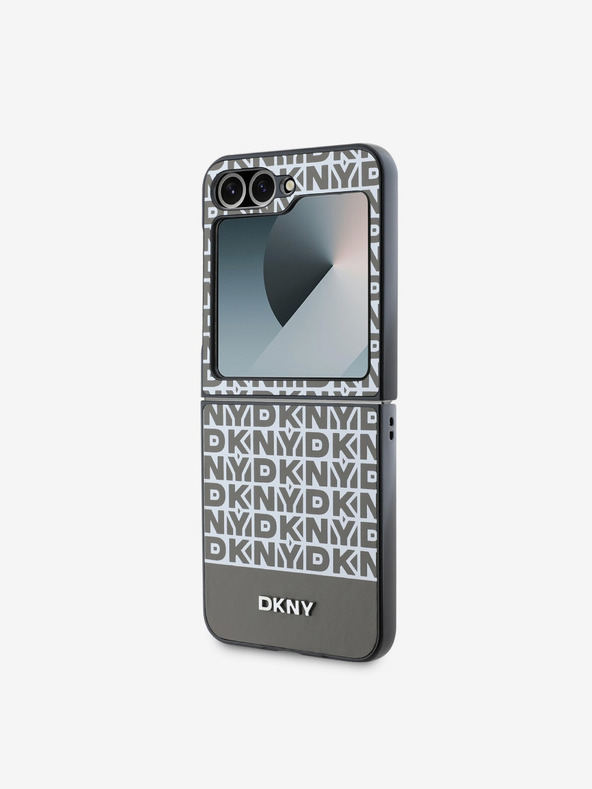 DKNY DKNY PU bőr ismétlődő mintás alsó csíkos hátlap a Samsung Galaxy Z Flip 6 készülékhez Barna