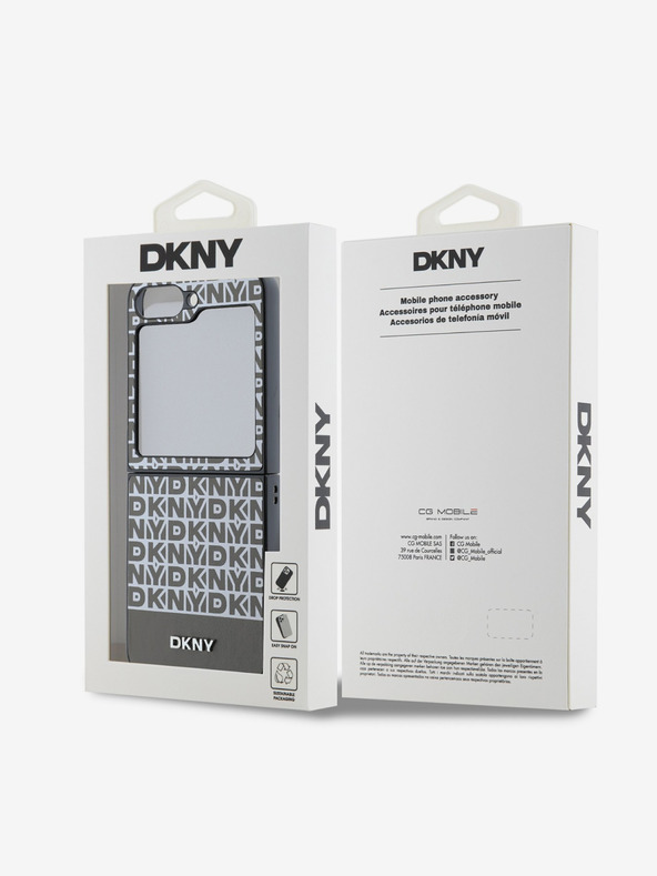 DKNY DKNY PU bőr ismétlődő mintás alsó csíkos hátlap a Samsung Galaxy Z Flip 6 készülékhez Barna