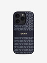 DKNY DKNY PU bőr ismétlődő mintás, tónusos csíkos hátlapi borító iPhone 16 Pro készülékhez Kék