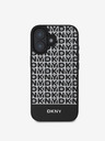DKNY PU Leather Repeat Pattern Bottom Stripe MagSafe Zadní Kryt pro iPhone 16 Black Telefontok