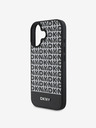DKNY PU Leather Repeat Pattern Bottom Stripe MagSafe Zadní Kryt pro iPhone 16 Black Telefontok
