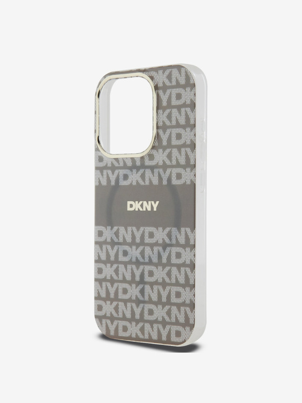 DKNY PC/TPU ismétlődő mintás, tónusos csíkos Magsafe hátlap iPhone 14 Pro Max bézs DKNY számára