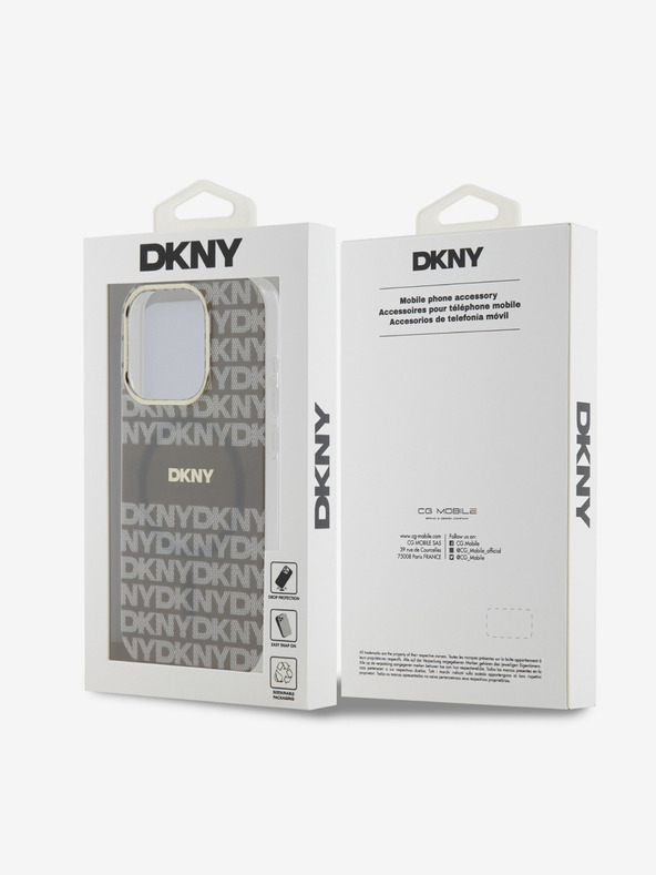 DKNY PC/TPU ismétlődő mintás, tónusos csíkos Magsafe hátlap iPhone 14 Pro Max bézs DKNY számára