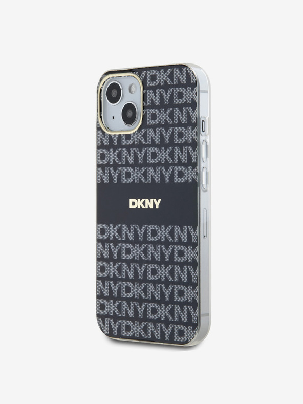 DKNY PC/TPU ismétlődő mintás, tónusos csíkos Magsafe hátlap iPhone 14 készülékhez Fekete DKNY