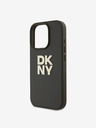 DKNY PU Leather Stack Logo Wrist Strap Zadní Kryt pro iPhone 16 Pro Max Green Telefontok
