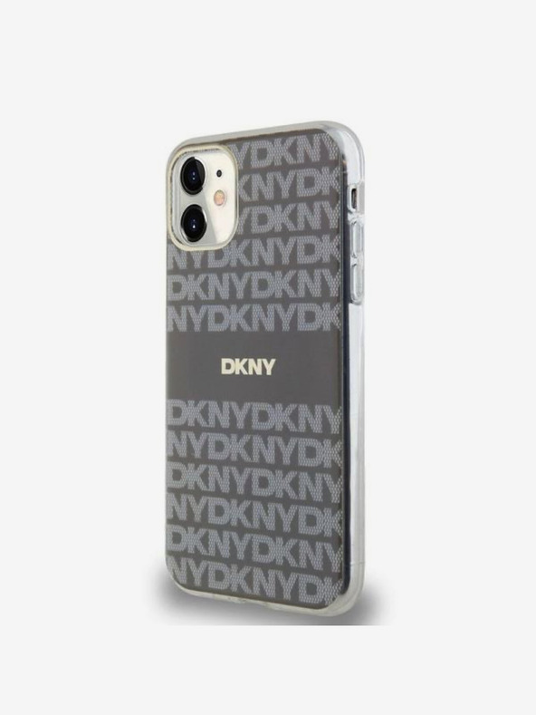 DKNY PC/TPU ismétlődő mintás tonális csíkos Magsafe hátlap az iPhone 11 bézs színű készülékhez DKNY