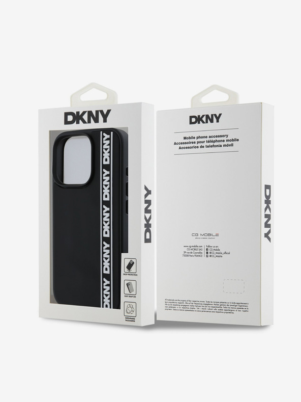 DKNY DKNY 3D gumi ismétlődő logóvonalas hátsó borító az iPhone 16 Pro Max készülékhez Fekete