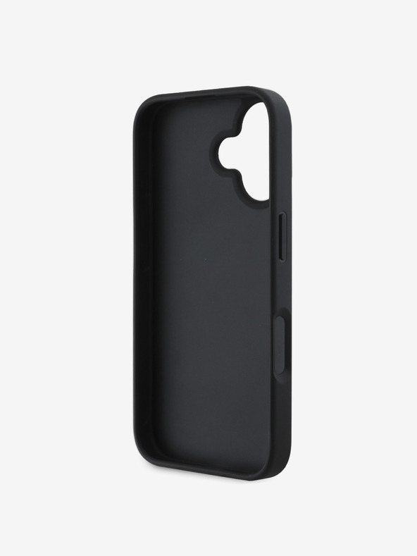 DKNY DKNY PU bőr kockás mintás és csíkos hátlapi borító iPhone 16-hoz Fekete