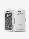 DKNY DKNY PU bőr kockás mintás és csíkos hátlapi borító iPhone 16-hoz Fekete