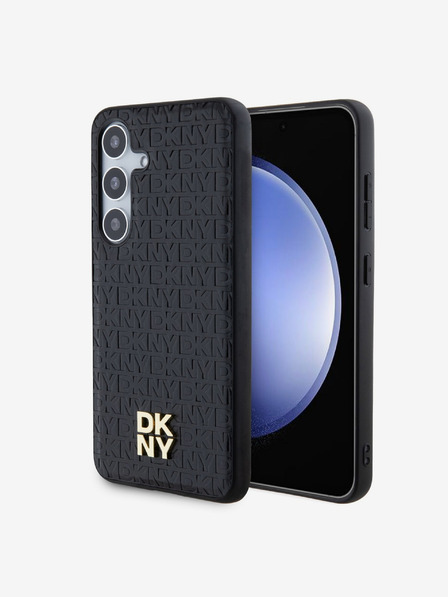 DKNY DKNY PU bőr Ismétlődő mintás Stack Logo Magsafe hátlap Samsung Galaxy S24+ fekete