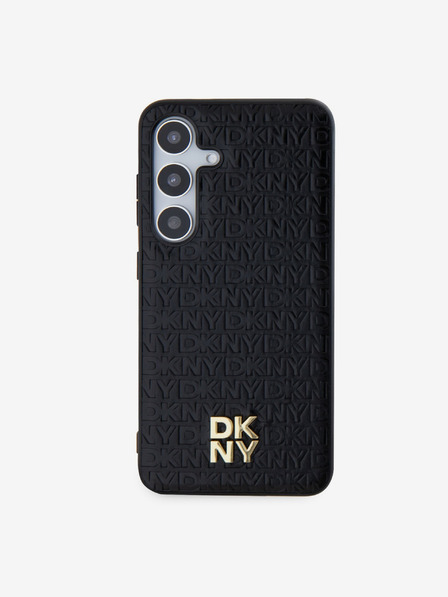 DKNY DKNY PU bőr Ismétlődő mintás Stack Logo Magsafe hátlap Samsung Galaxy S24+ fekete