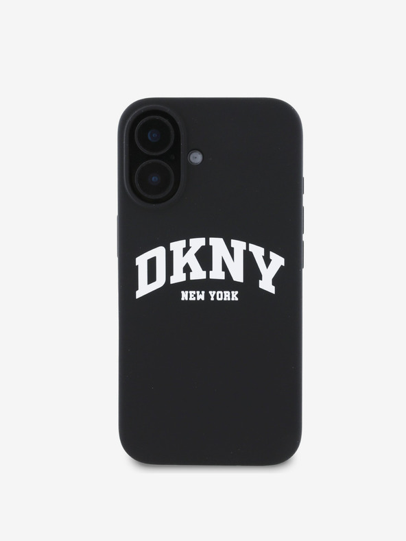 DKNY DKNY Folyékony szilikon íves logós MagSafe hátlap iPhone 16 Plus készülékhez Fekete