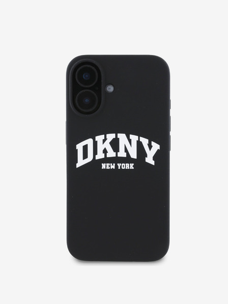 DKNY DKNY Folyékony szilikon íves logós MagSafe hátlap iPhone 16 Plus készülékhez Fekete
